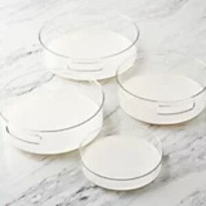 Cella 4-Piece Clear Turntable Set with Removable Liners - WHITE LINEN